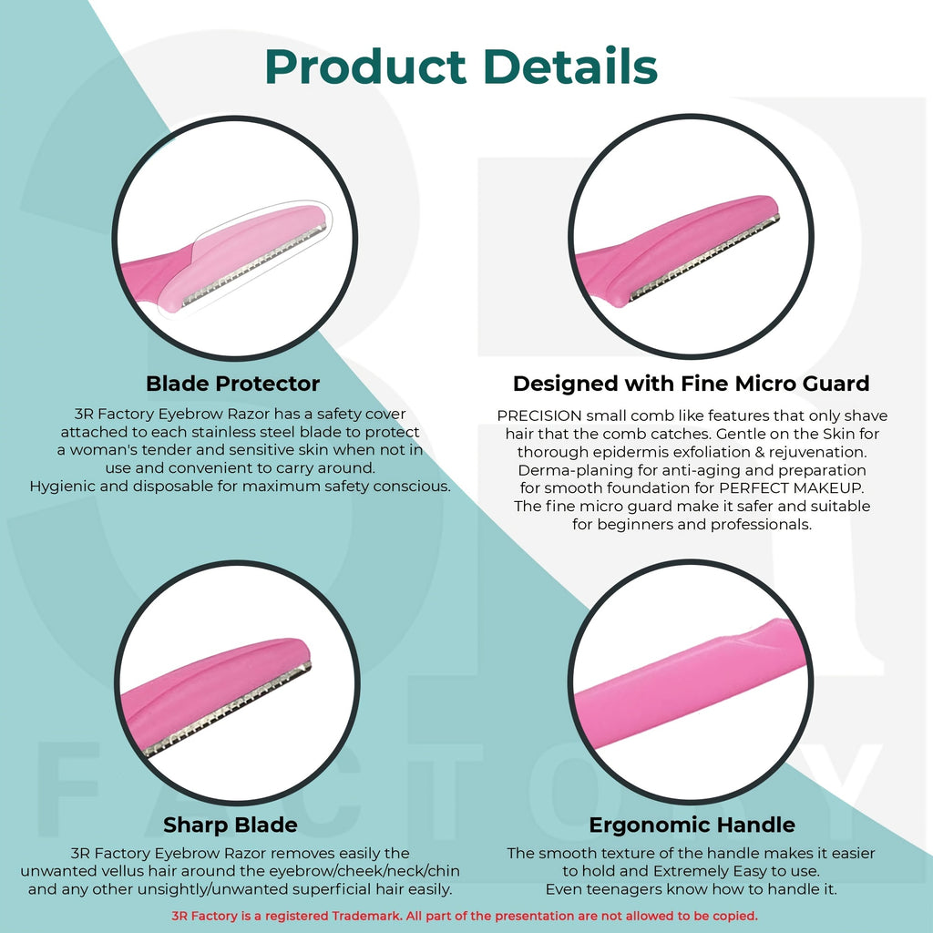 Ladies Razors For Facial Hair, Face Shavers For Women - Remove Fine Hairs, Eyebrow, Face And Neck Come With Safety Cover Attached On Stainless Steel Razor And Easy To Use (6 Pcs)