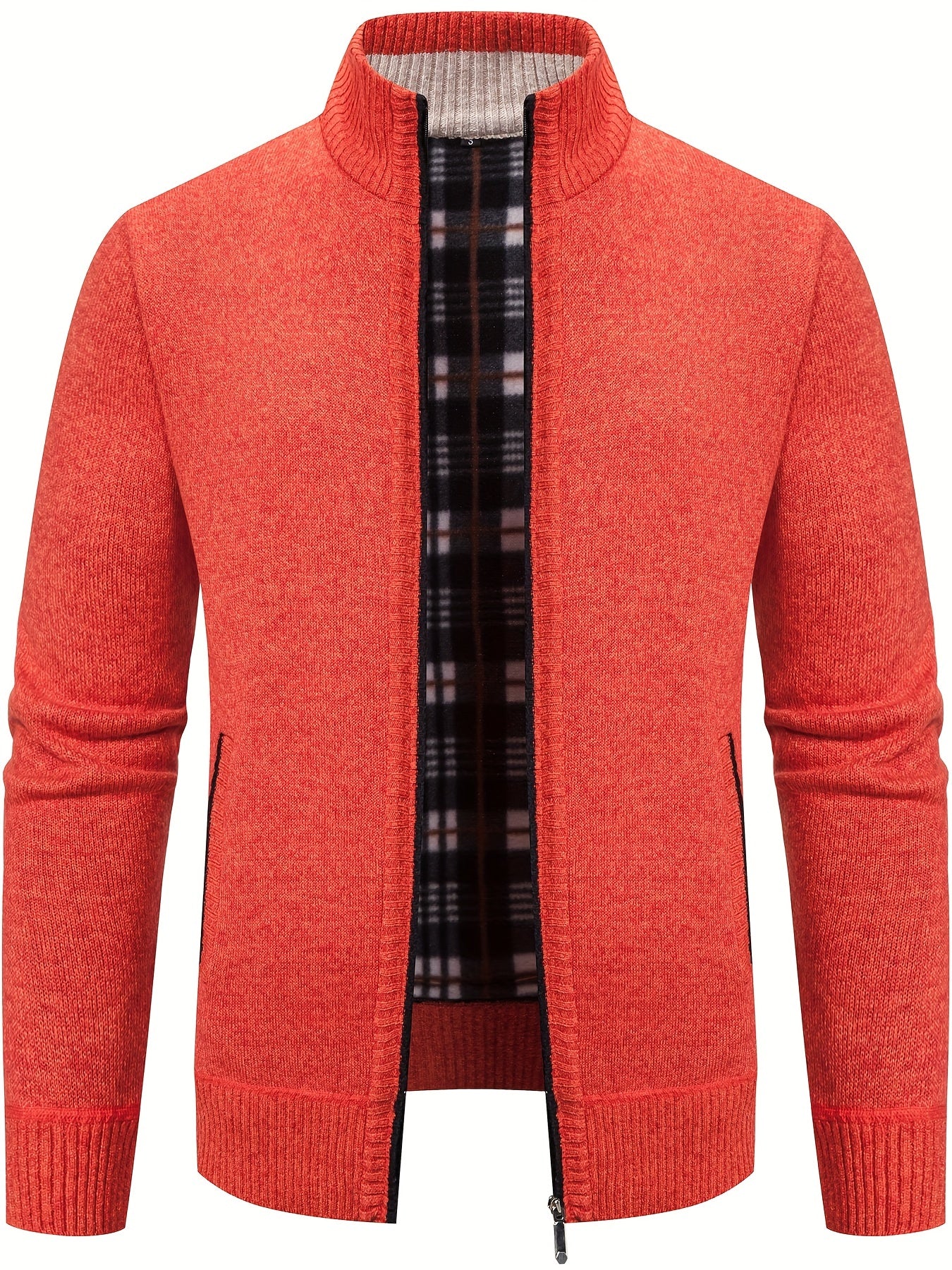 Elegant Full Zip Up Slightly Stretch Cardigan Jacket, Men's Casual Vintage Style Sweater Cardigan Coat For Fall Winter