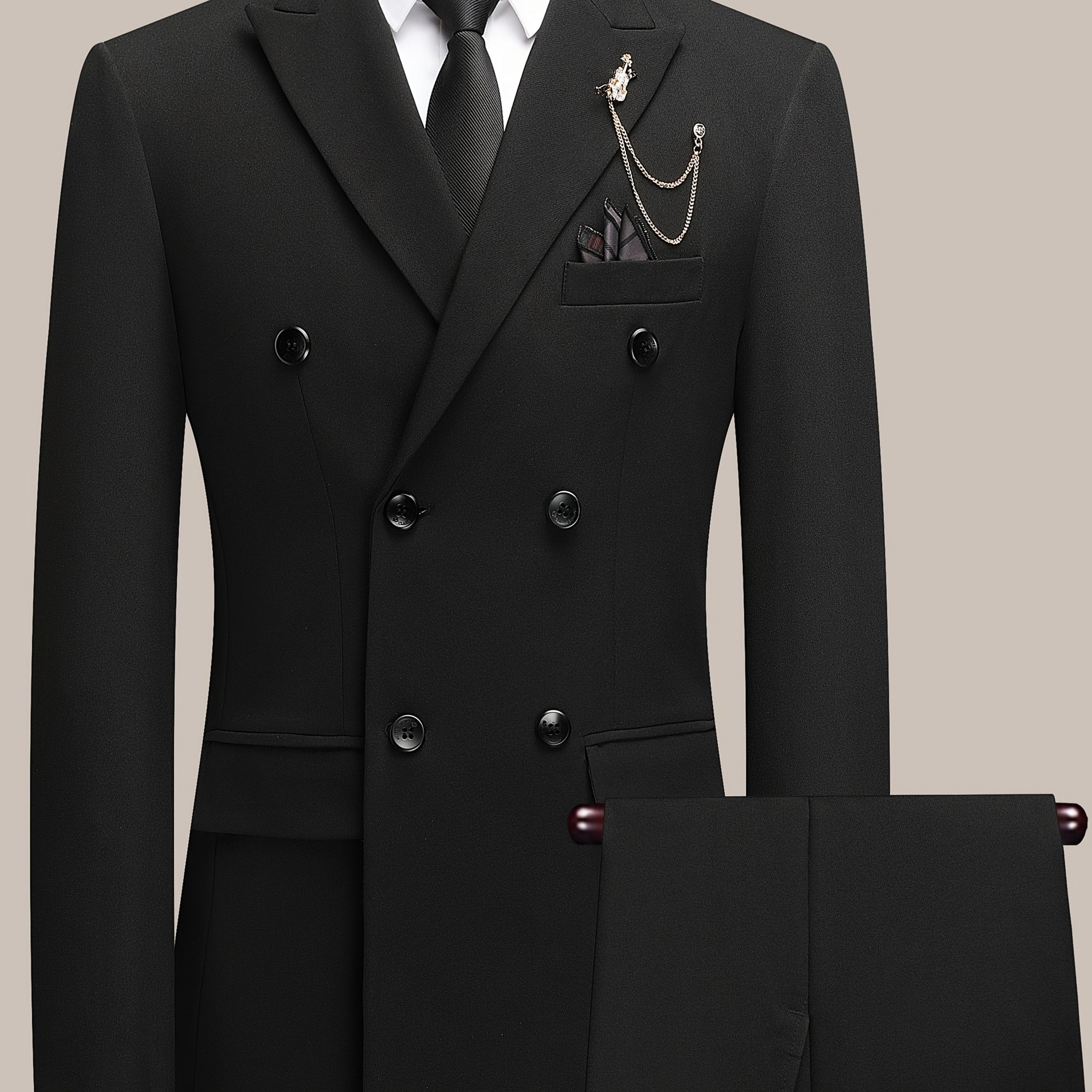 Latest Men's Solid Color Suit Two-Piece Suit Peaked Lapel Double-Breasted Four Seasons Men's Business Suit Formal Business Casual Wedding Dress, Mens Suits for Wedding, Wedding Suit, Vintage Suit Men, Mens Plus Size Suits, Me