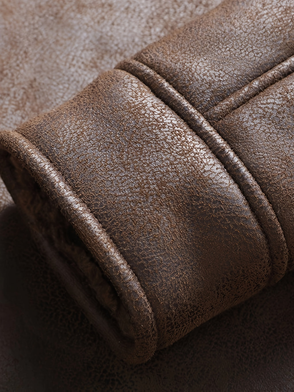 Men's Fleece-Lined Faux Leather Jacket - Casual, Zip-Up with Lapel Collar & Pockets for Winter Warmth