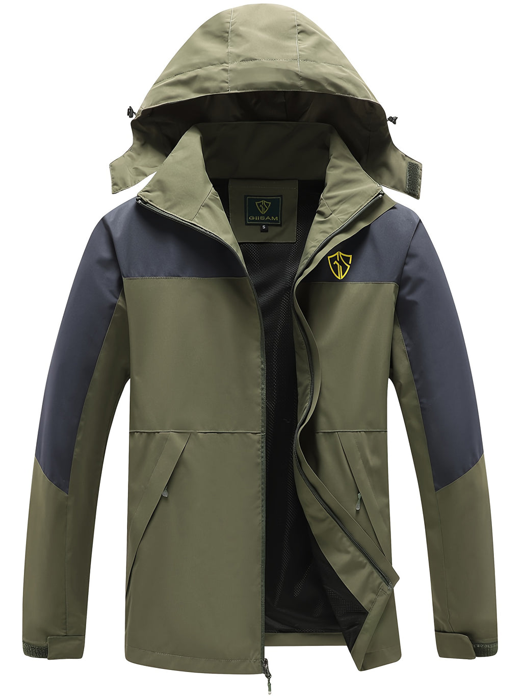 Men'S Lightweight High Quality Rain Jacket with Hood - Windproof Full-Zip Outdoor Coat, Breathable Windbreaker for Hiking, Camping & Urban Commute, Adjustable Hem & Full-Length Zipper, Minimalist Design (Spring/Fall) - Durabl