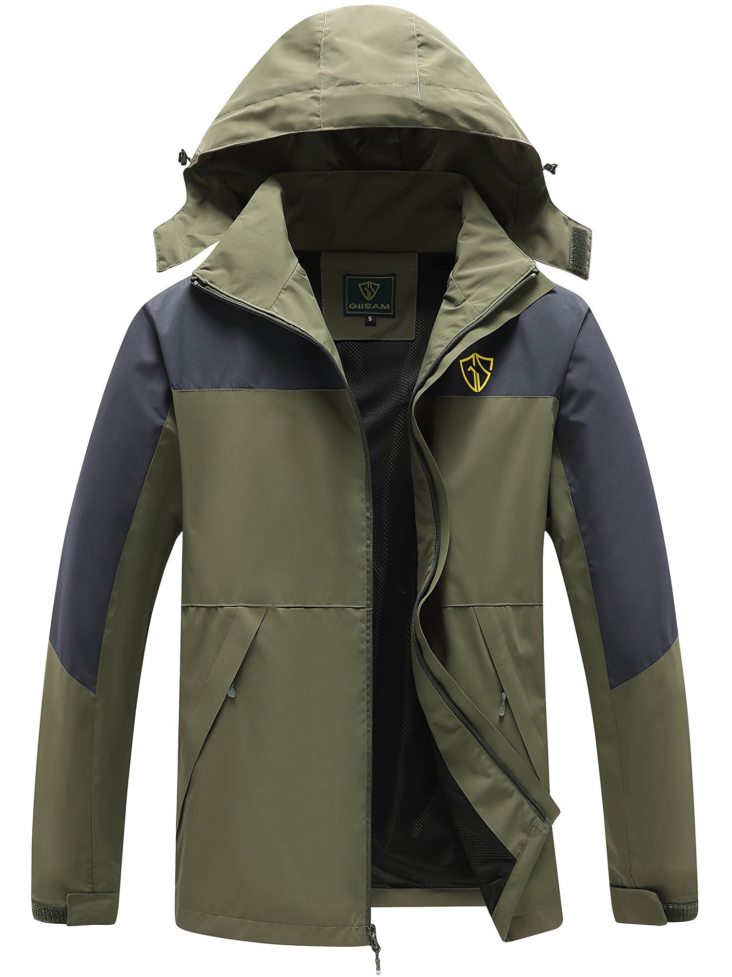 Men'S Lightweight High Quality Rain Jacket with Hood - Windproof Full-Zip Outdoor Coat, Breathable Windbreaker for Hiking, Camping & Urban Commute, Adjustable Hem & Full-Length Zipper, Minimalist Design (Spring/Fall) - Durabl