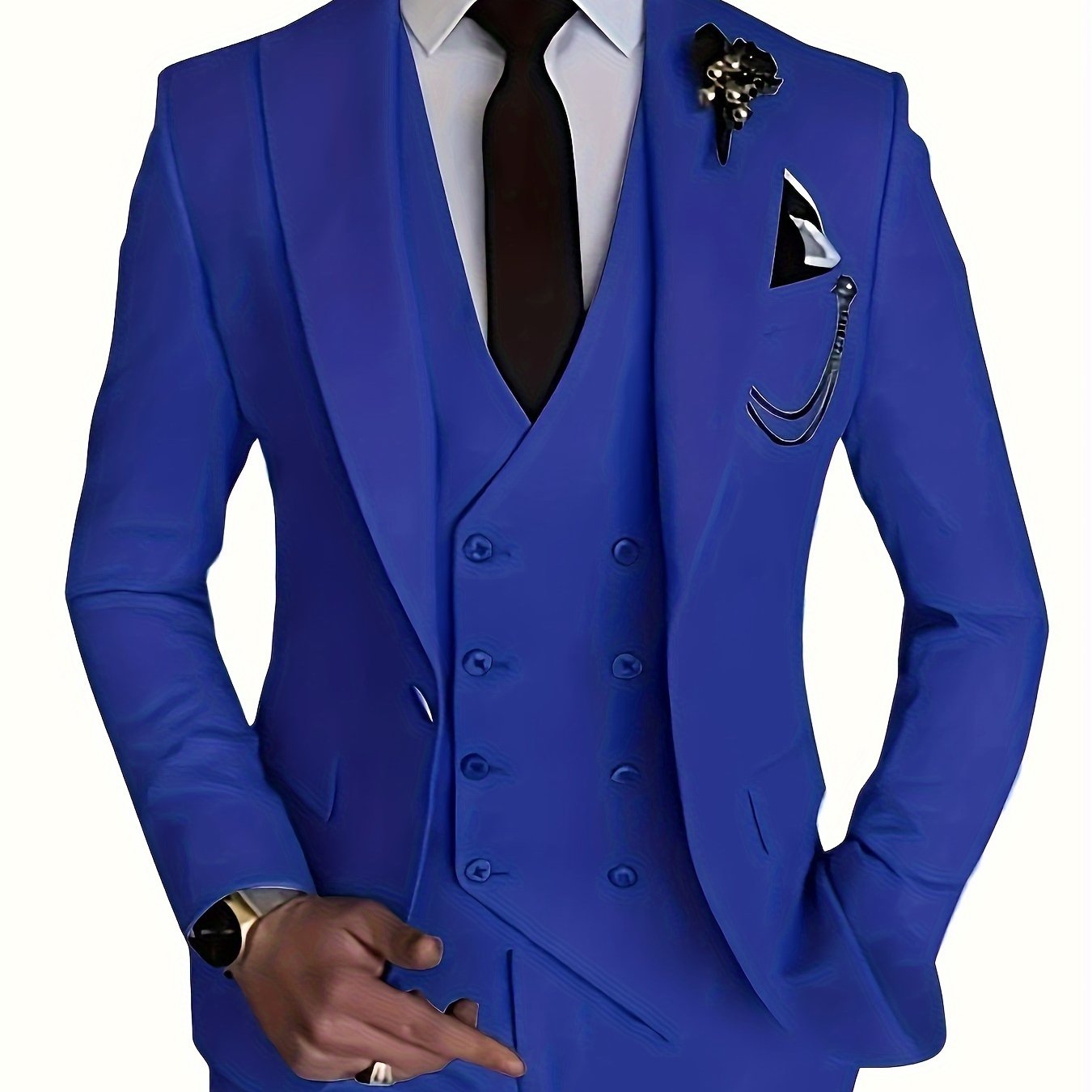 3-Piece Formal Suit Set - Classic Double-Breasted Jacket, Vest, and Pants for Business, Wedding, and Party Occasions - High-Quality Fabric, Comfortable Fit, and Stylish Design
