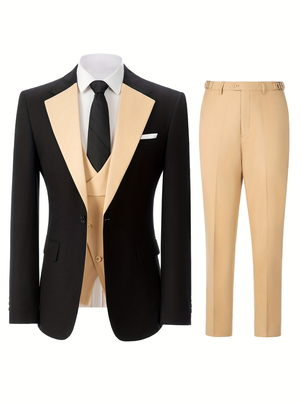 Men's 3pcs Slim Fit Suit Double Breasted Suit Men Formal Suit for Wedding Prom Dinner Party