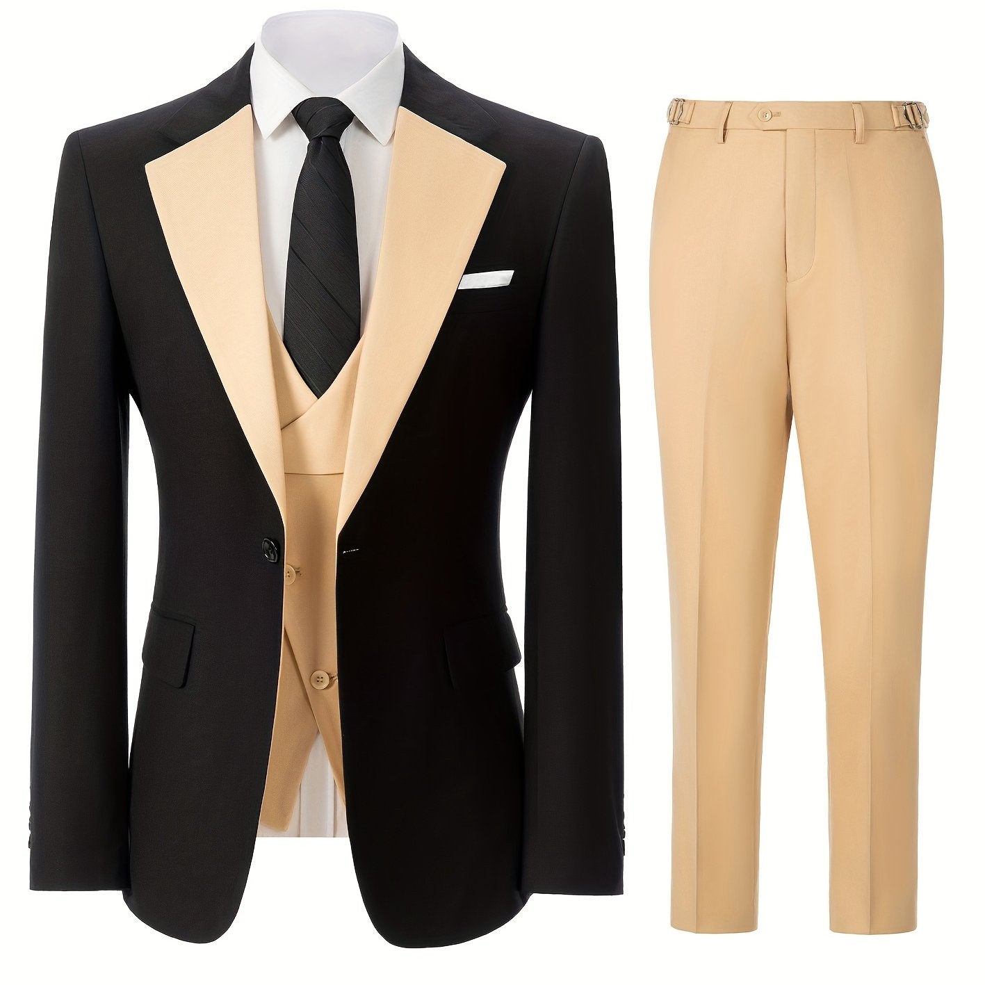 Men's 3pcs Slim Fit Suit Double Breasted Suit Men Formal Suit for Wedding Prom Dinner Party