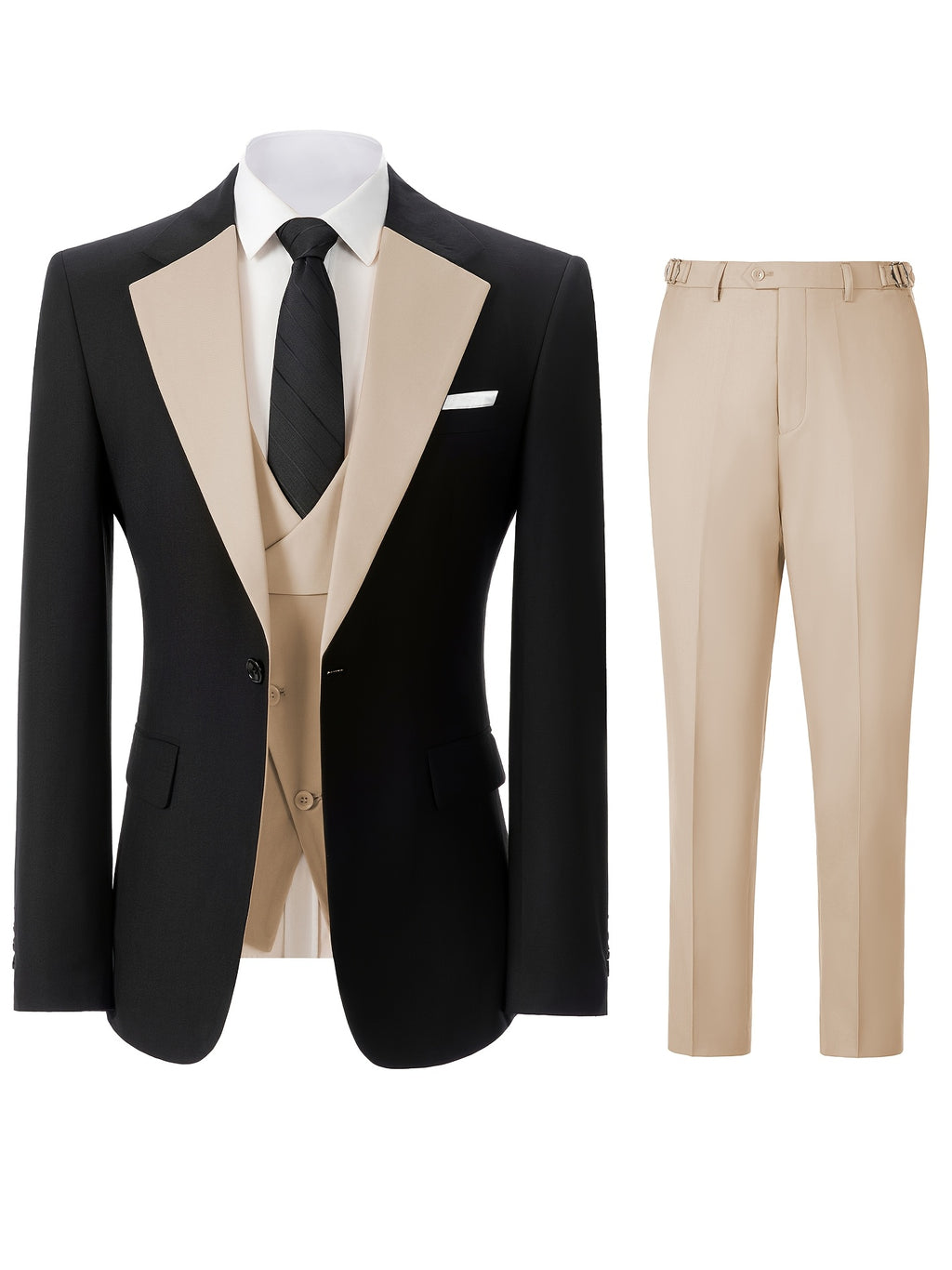 Men's 3pcs Slim Fit Suit Double Breasted Suit Men Formal Suit for Wedding Prom Dinner Party