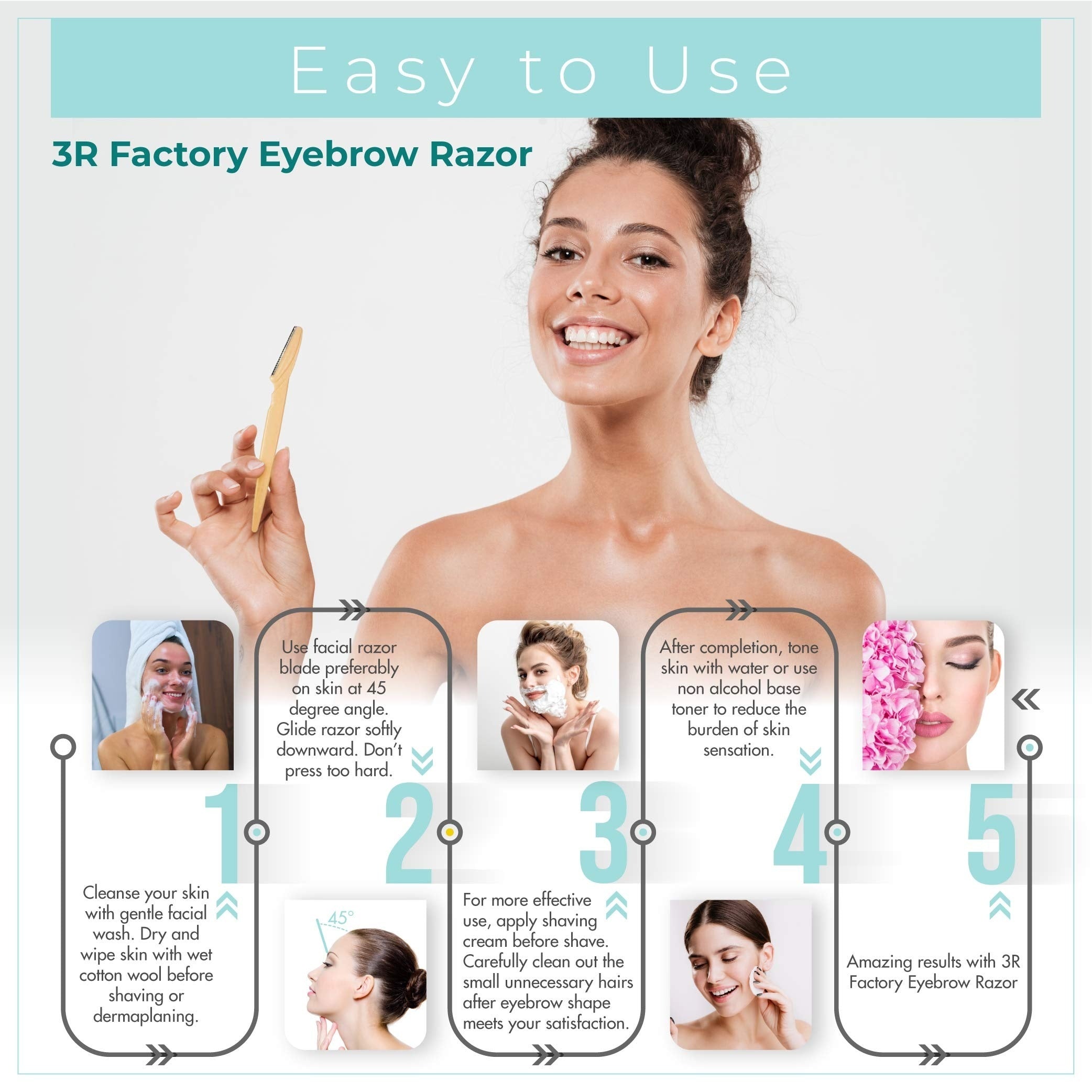 Ladies Razors For Facial Hair, Face Shavers For Women - Remove Fine Hairs, Eyebrow, Face And Neck Come With Safety Cover Attached On Stainless Steel Razor And Easy To Use (6 Pcs)