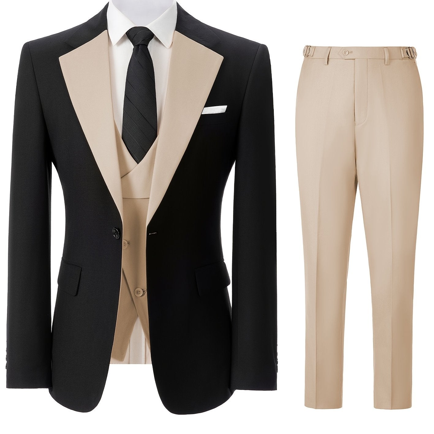 Men's 3pcs Slim Fit Suit Double Breasted Suit Men Formal Suit for Wedding Prom Dinner Party