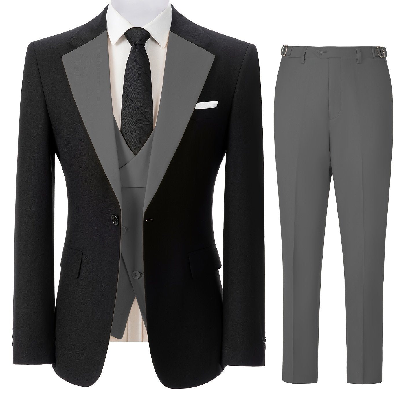 Men's 3pcs Slim Fit Suit Double Breasted Suit Men Formal Suit for Wedding Prom Dinner Party