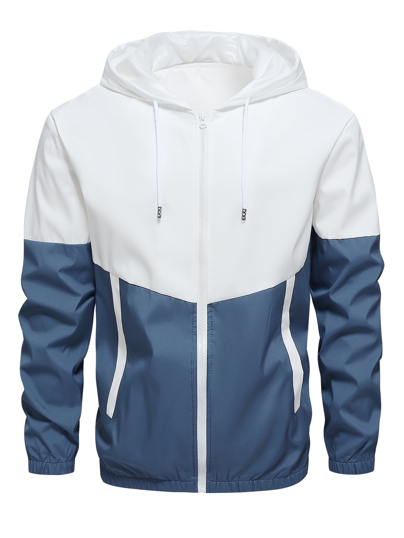 Men's Casual Sports Set, Spring/Autumn Hooded Jacket And Pants, 2-Piece Stylish Athletic Suit, Youth Fashion Trend, Color Block Design