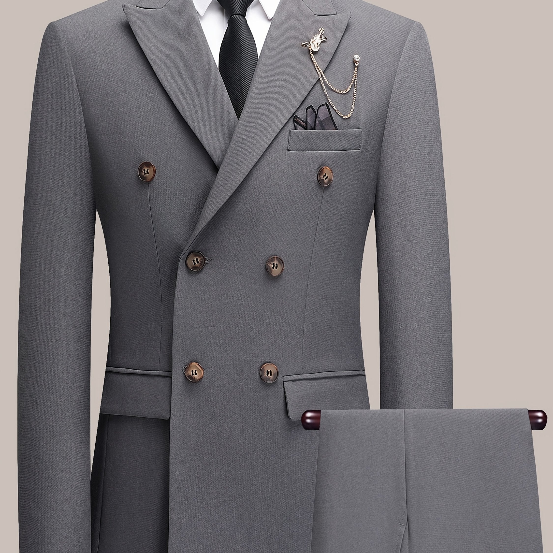 Latest Men's Solid Color Suit Two-Piece Suit Peaked Lapel Double-Breasted Four Seasons Men's Business Suit Formal Business Casual Wedding Dress, Mens Suits for Wedding, Wedding Suit, Vintage Suit Men, Mens Plus Size Suits, Me