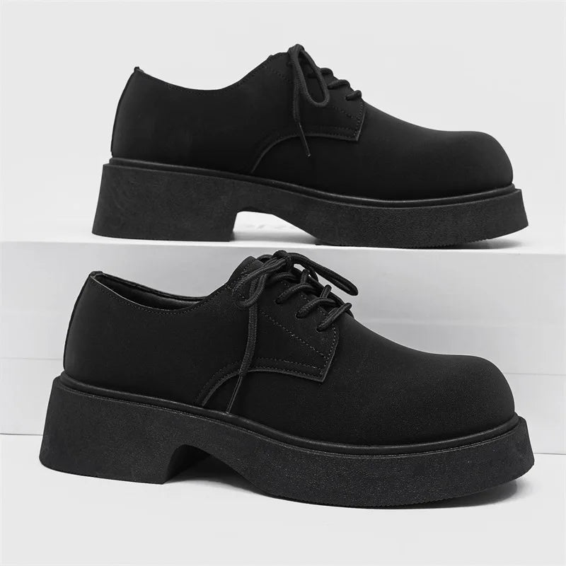 Classic British-Style Round-Toe Leather Shoes Non-Slip Comfortable Casual Dress Shoes Solid-Color Footwear for Youth Streetwear