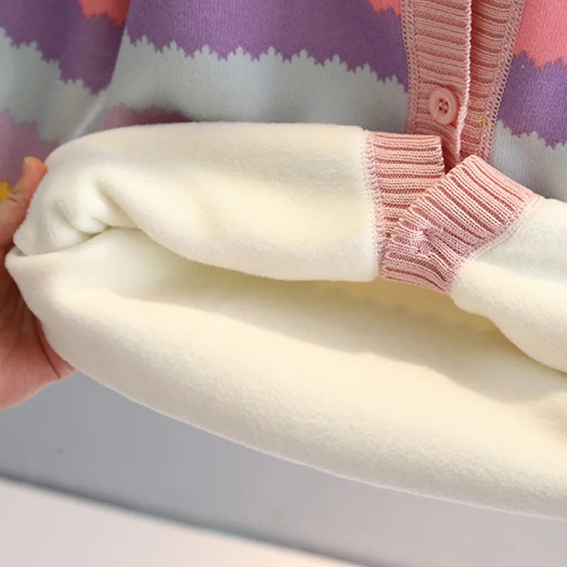 Girls' sweater jacket, autumn and winter new style, thickened and fashionable, girls' knitted sweater, children's top