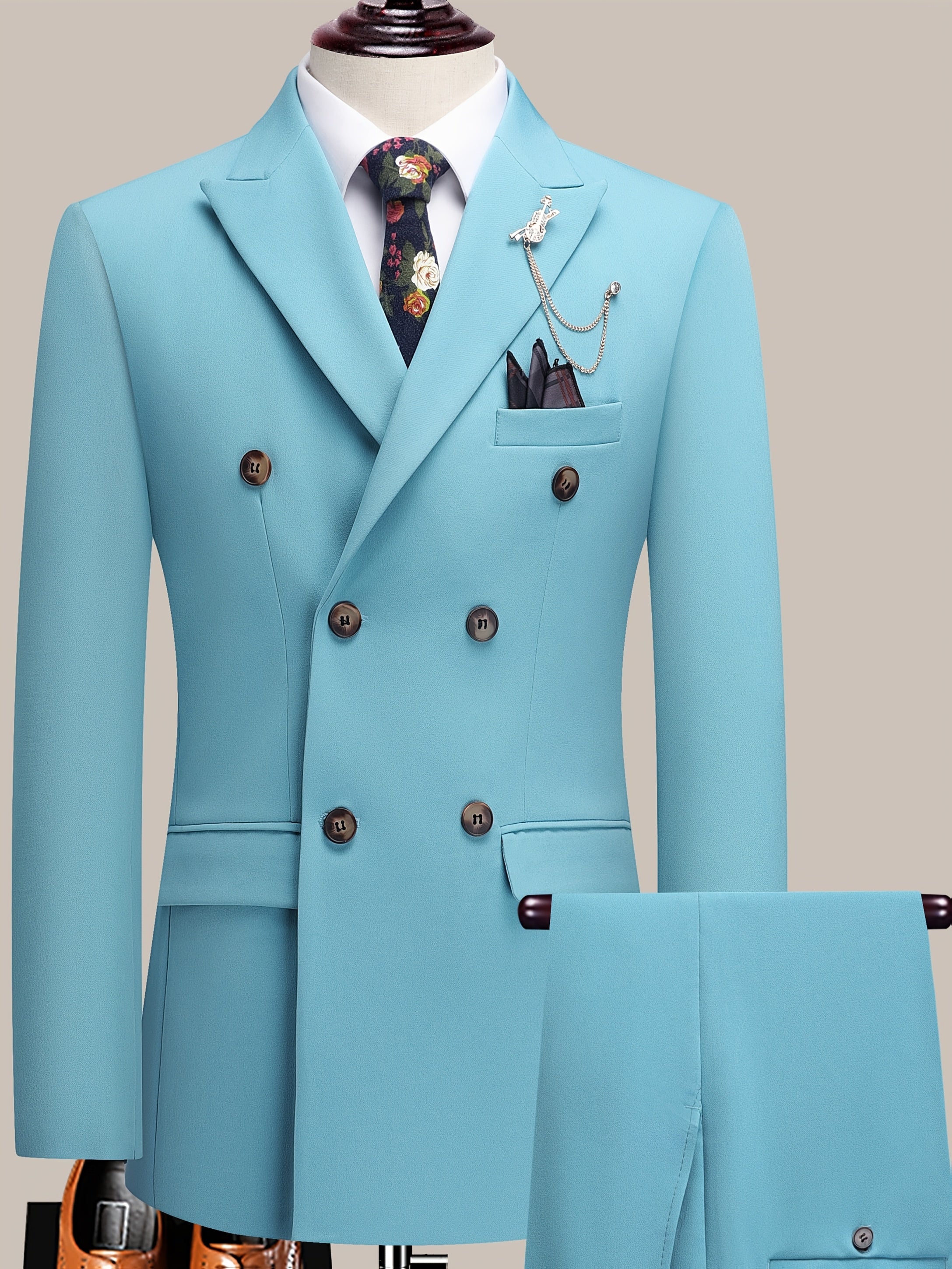 Latest Men's Solid Color Suit Two-Piece Suit Peaked Lapel Double-Breasted Four Seasons Men's Business Suit Formal Business Casual Wedding Dress, Mens Suits for Wedding, Wedding Suit, Vintage Suit Men, Mens Plus Size Suits, Me