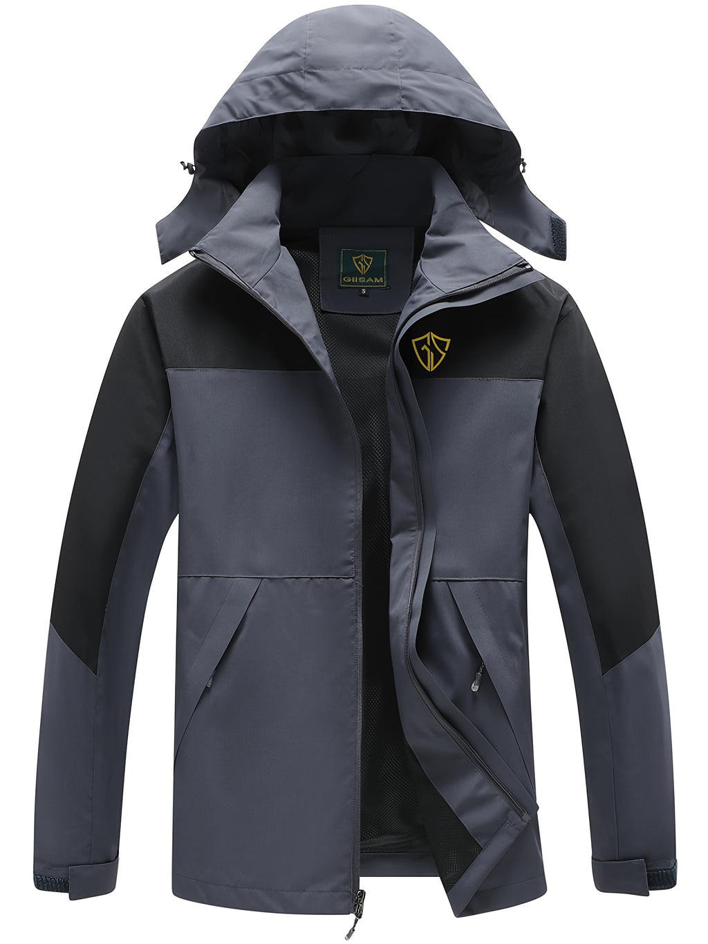 Men'S Lightweight High Quality Rain Jacket with Hood - Windproof Full-Zip Outdoor Coat, Breathable Windbreaker for Hiking, Camping & Urban Commute, Adjustable Hem & Full-Length Zipper, Minimalist Design (Spring/Fall) - Durabl