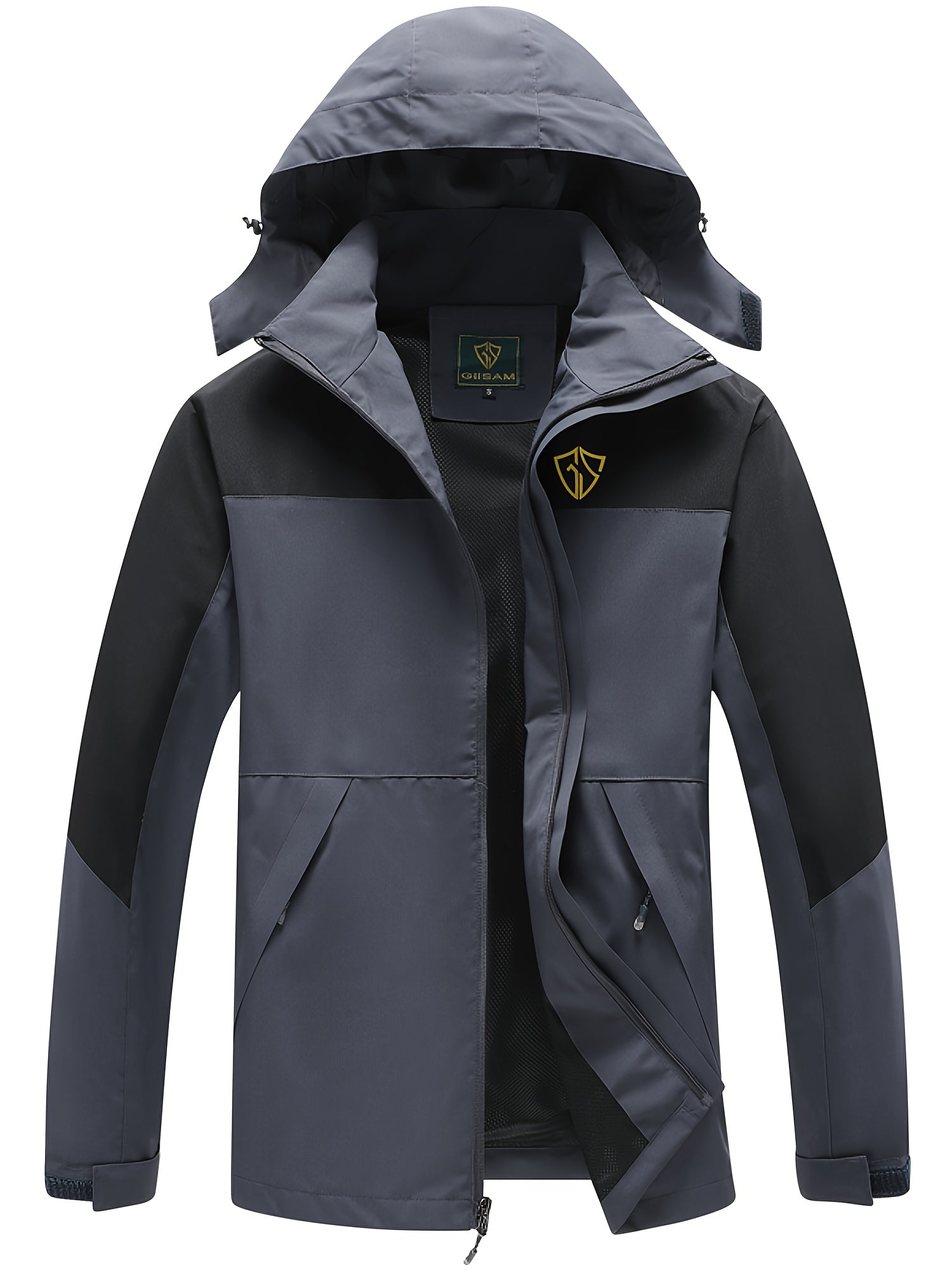 Men'S Lightweight High Quality Rain Jacket with Hood - Windproof Full-Zip Outdoor Coat, Breathable Windbreaker for Hiking, Camping & Urban Commute, Adjustable Hem & Full-Length Zipper, Minimalist Design (Spring/Fall) - Durabl