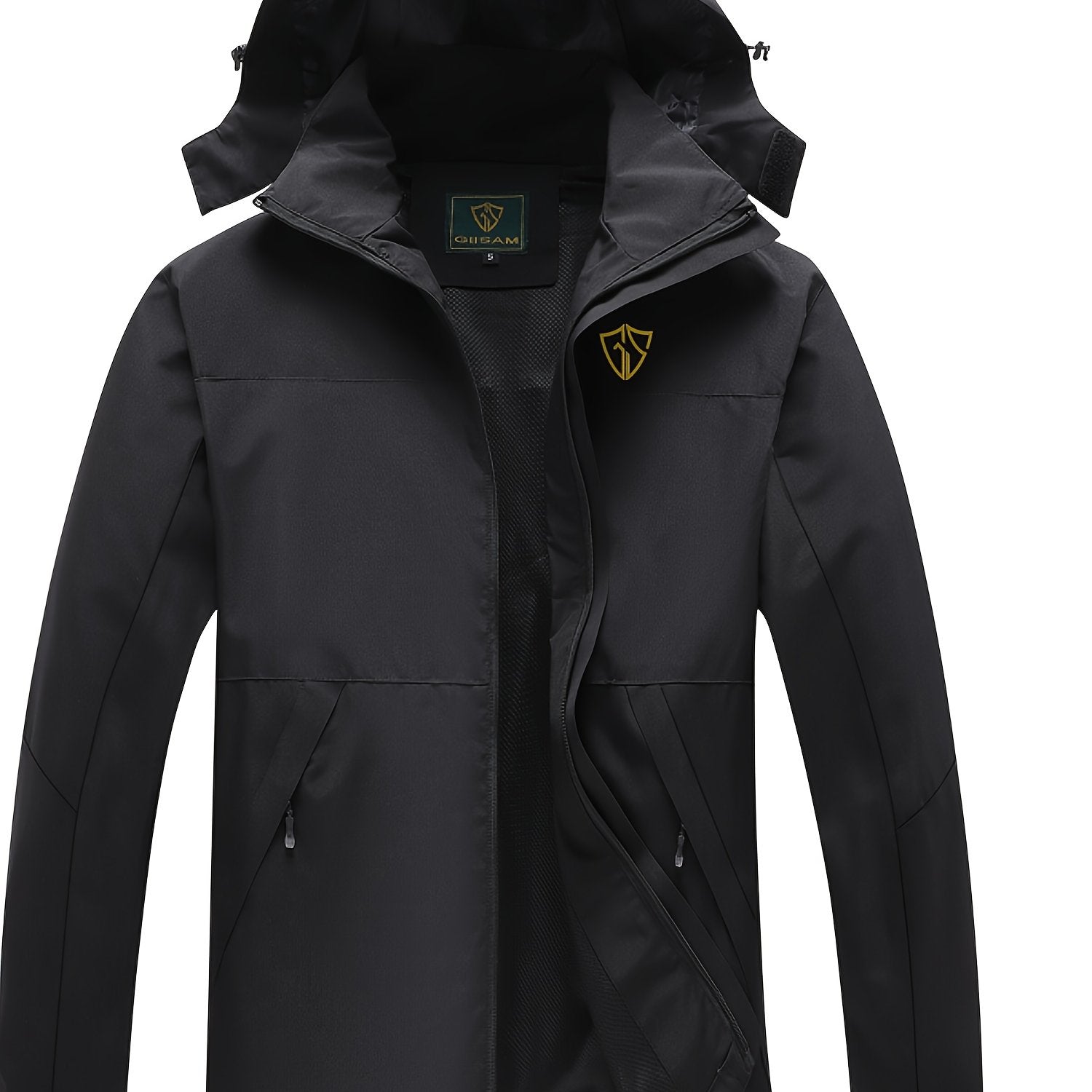 Men'S Lightweight High Quality Rain Jacket with Hood - Windproof Full-Zip Outdoor Coat, Breathable Windbreaker for Hiking, Camping & Urban Commute, Adjustable Hem & Full-Length Zipper, Minimalist Design (Spring/Fall) - Durabl