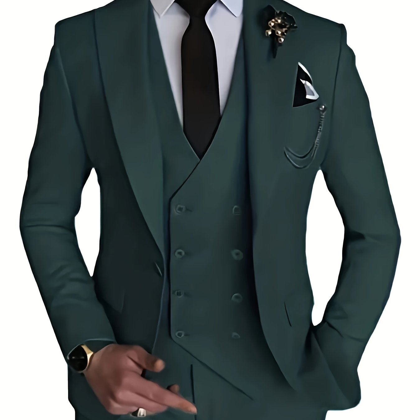 3-Piece Formal Suit Set - Classic Double-Breasted Jacket, Vest, and Pants for Business, Wedding, and Party Occasions - High-Quality Fabric, Comfortable Fit, and Stylish Design