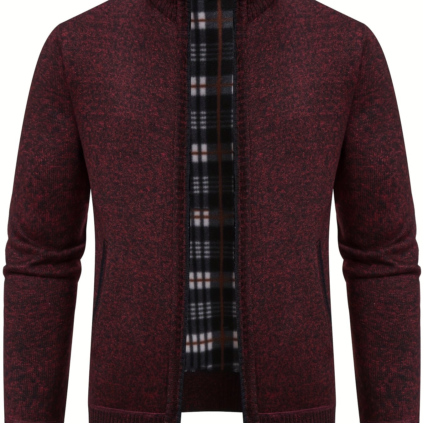 Elegant Full Zip Up Slightly Stretch Cardigan Jacket, Men's Casual Vintage Style Sweater Cardigan Coat For Fall Winter