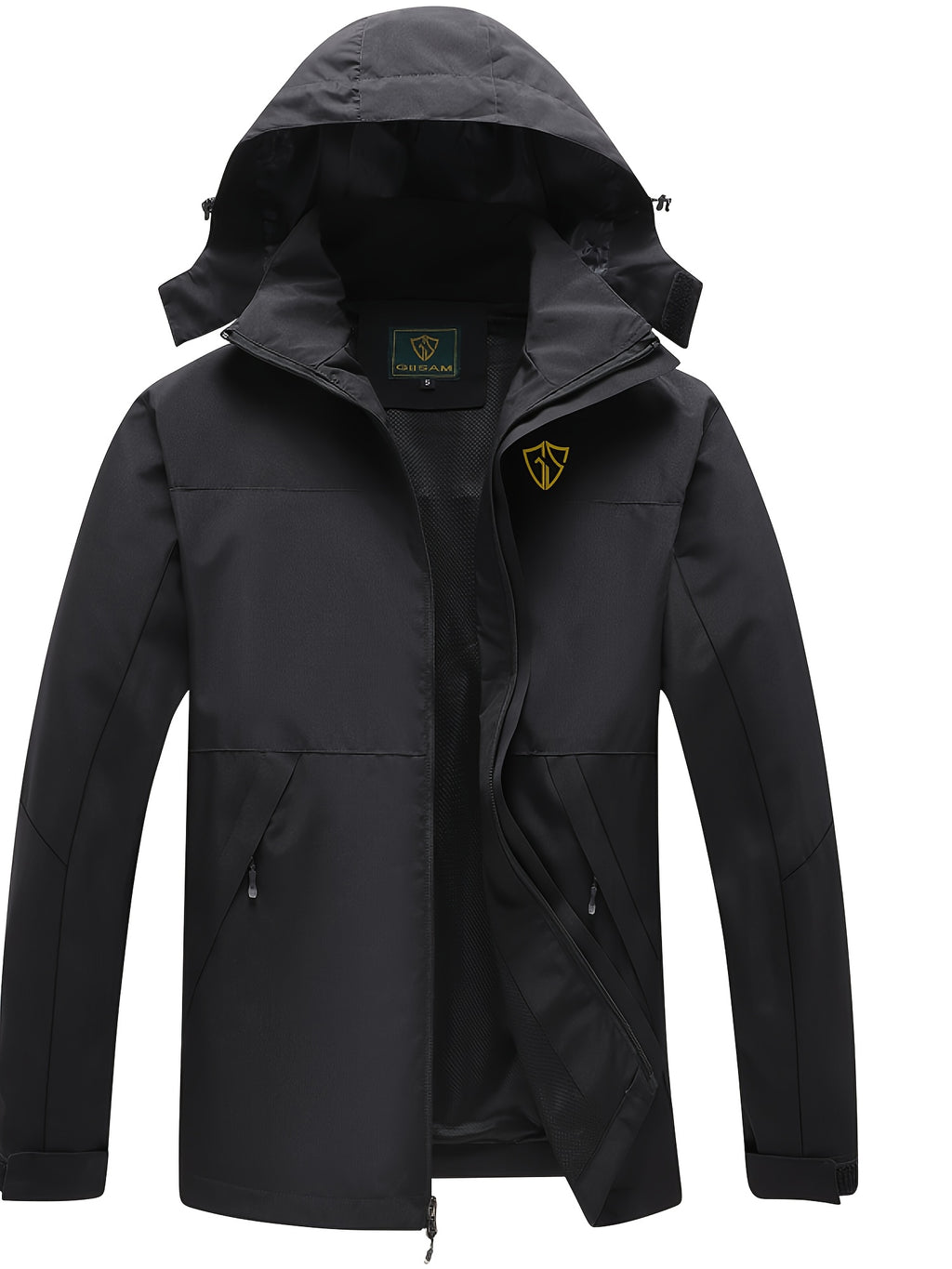 Men'S Lightweight High Quality Rain Jacket with Hood - Windproof Full-Zip Outdoor Coat, Breathable Windbreaker for Hiking, Camping & Urban Commute, Adjustable Hem & Full-Length Zipper, Minimalist Design (Spring/Fall) - Durabl