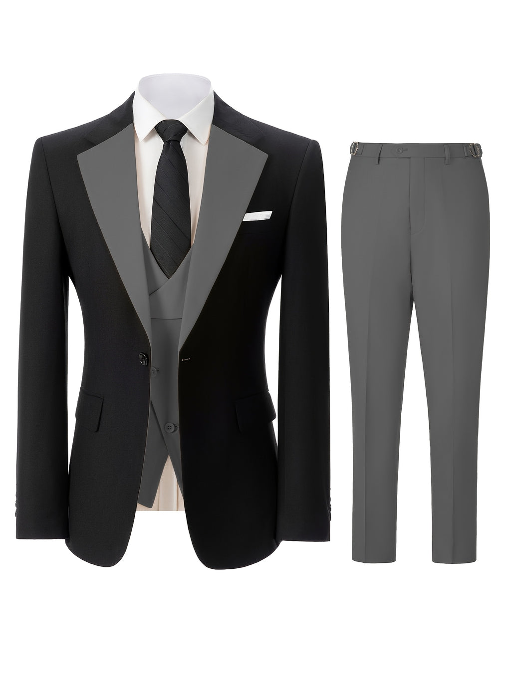 Men's 3pcs Slim Fit Suit Double Breasted Suit Men Formal Suit for Wedding Prom Dinner Party