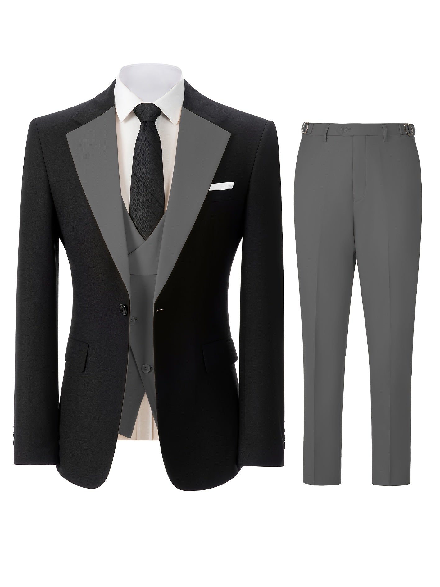 Men's 3pcs Slim Fit Suit Double Breasted Suit Men Formal Suit for Wedding Prom Dinner Party