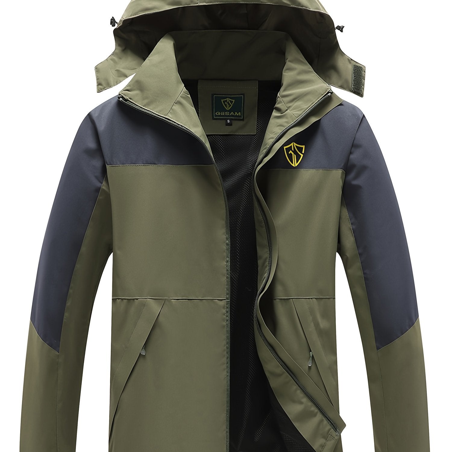 Men'S Lightweight High Quality Rain Jacket with Hood - Windproof Full-Zip Outdoor Coat, Breathable Windbreaker for Hiking, Camping & Urban Commute, Adjustable Hem & Full-Length Zipper, Minimalist Design (Spring/Fall) - Durabl