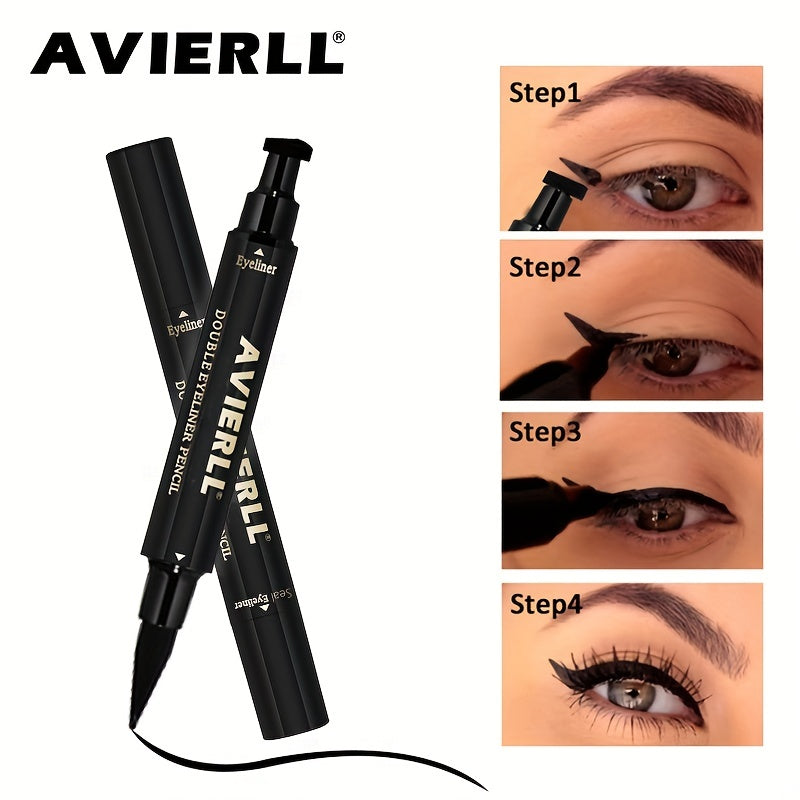 Waterproof 2-in-1 Winged Eyeliner Stamp - Long-Lasting, Quick Flick, Smudge-Proof, Natural Cat Eye & Vamp black Eyeliner pencil