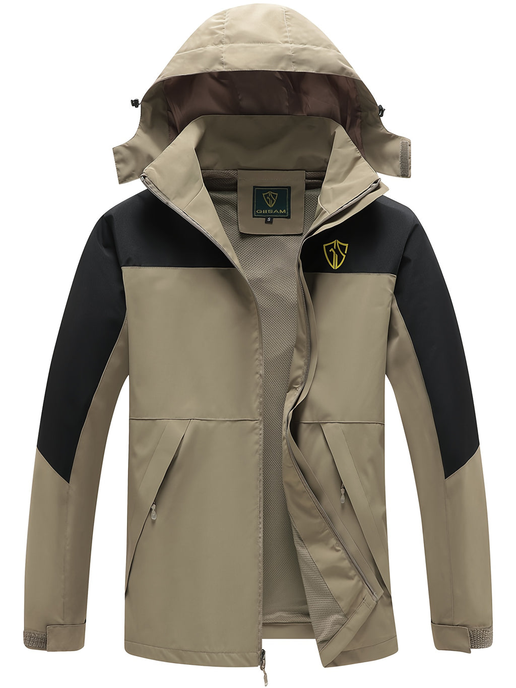 Men'S Lightweight High Quality Rain Jacket with Hood - Windproof Full-Zip Outdoor Coat, Breathable Windbreaker for Hiking, Camping & Urban Commute, Adjustable Hem & Full-Length Zipper, Minimalist Design (Spring/Fall) - Durabl