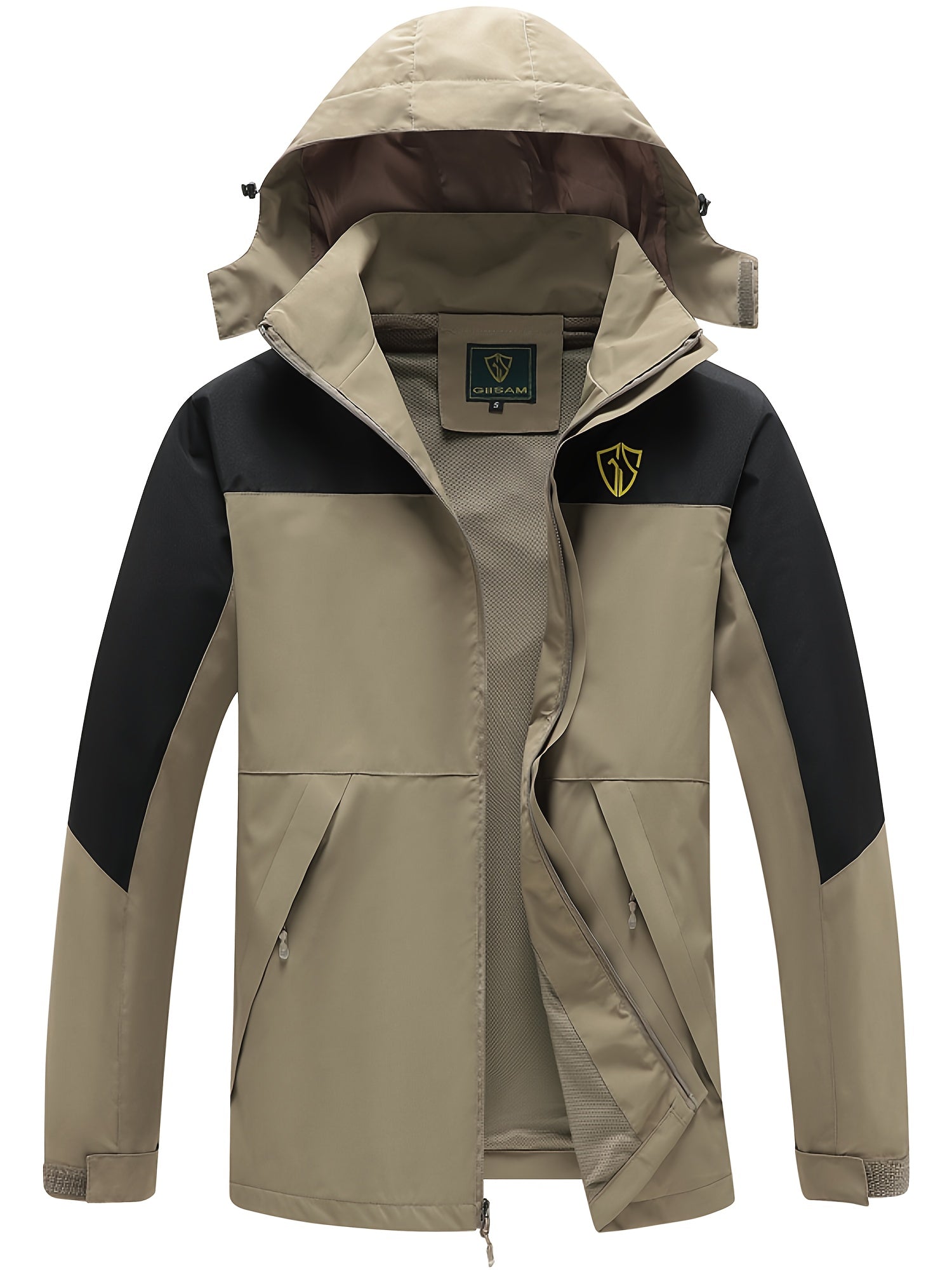 Men'S Lightweight High Quality Rain Jacket with Hood - Windproof Full-Zip Outdoor Coat, Breathable Windbreaker for Hiking, Camping & Urban Commute, Adjustable Hem & Full-Length Zipper, Minimalist Design (Spring/Fall) - Durabl